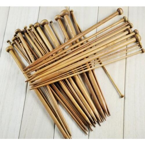 DHL 50set 36Pcs 18 Sizes Carbonized Bamboo Knitting Needles Single Pointed Smooth Crochet tool sets 2.0mm-10.0mm shoe Sewing
