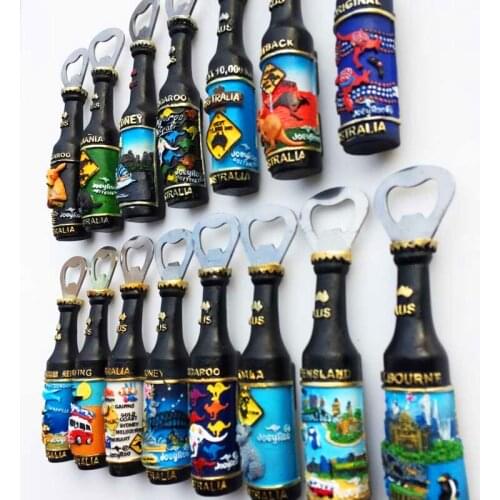 Australia 3D Winebottle Landmark Refrigerator Magnets Bottle Opener Fridge Magnetic Decoration Articles Handicraft Souvenirs