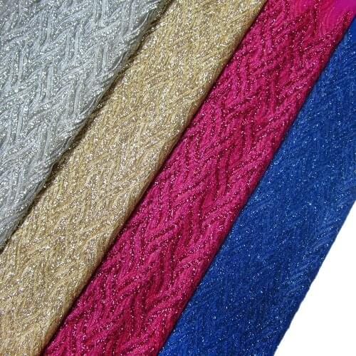 New African Glitter Sequins Mesh Fabric Royal Blue Shining Wedding Party Dress Clothes Cloth Indian Saree Sewing Tissu Tecidos