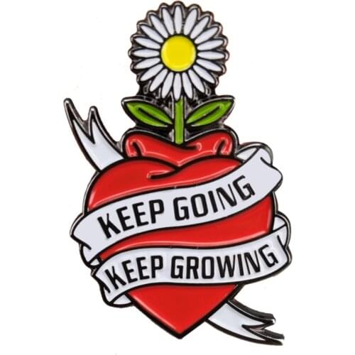 Flower Keep Growing Pin for Daughter Independent Christmas Gift Brooch