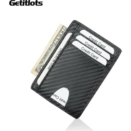 2021 Carbon Fiber Leather Credit Card Holder Minimalist Slim Wallet For Men Women Thin Mini Small Wallet Coin Purse Money Bag