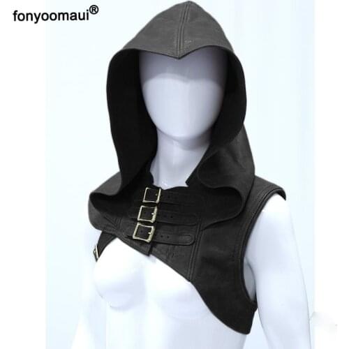 Adult Medieval Costumes Accessory Hooded Cape Cowl Cosplay Assassin Hat Viking Warrior Aristocrat Cavalier Outfit For Women Men