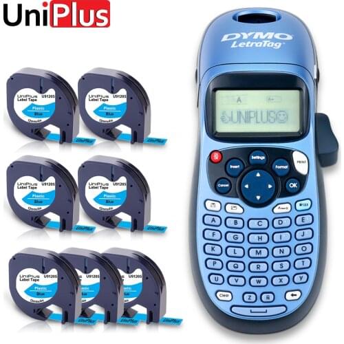 Dymo Labeling Machine LT100H Portable Printer Dymo Labeller LT-100H with 7PK 91205 Fit Dymo Letratag Tape 12mm Label Sticker
