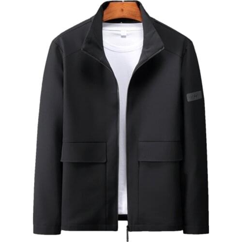 Mens Casual Stretch Jacket 2021 Spring Classic Brand Business Casual High Quality Pure Color Jacket Zipper Pocket 8XL