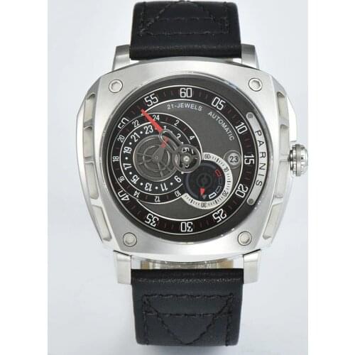 2021 new Parnis 47mm Top Mechanical Men Watch Miyota 8219 Automatic Movement Sapphire Glass Leather Strap luxury Wristwatch