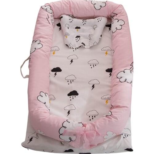 Portable Baby Crib for Baby Bed Co-Sleeping Bassinet Cradles Baby Nest Baby Cot 100% Cotton Super Soft Washable Infant Newborn