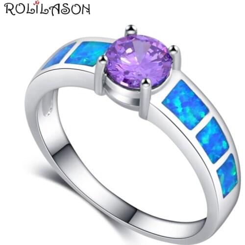 Amazing Retail and wholesale Fashion Opal Rings Blue Zirconia Purple Fire Opal silver colorStamped Rings fashion jewelry OR930