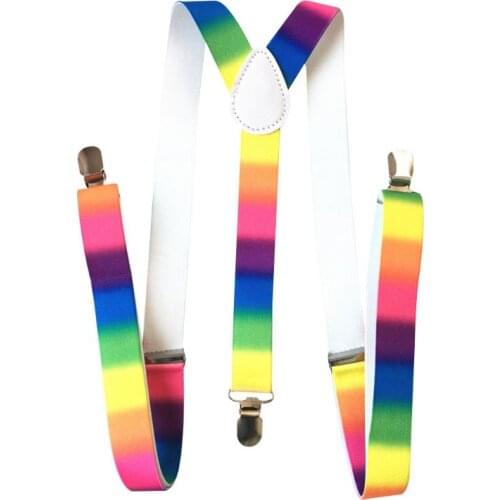 Fashion Personality Strap Belts Unisex Adult Straps Clip Rainbow Print Adjustable Suspender Belt H9ED