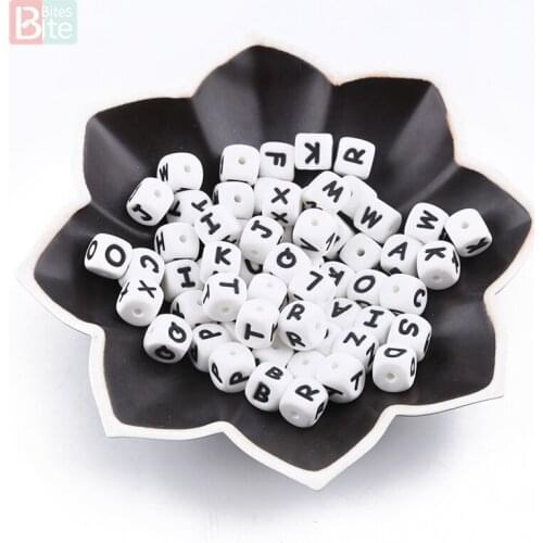 500pc 12mm Silicone English Alphabet Letter Bead BPA Free Silicone Teether DIY Nursing Teething Necklace Pacifier Chain Baby Toy