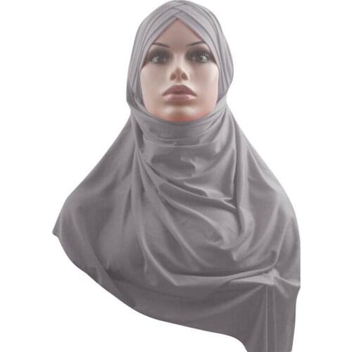 Solid Hijab Muslim Instant Pull On Scarf Islamic Headscarf One Piece Amira Women Headwear Scarf Shawl Prayer Hijabs Cap Hat Arab