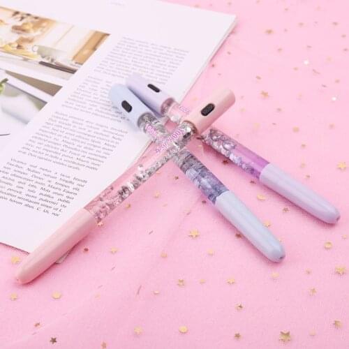 LED Colorful Liquid Quicksand 0.5mm Ballpoint Pen Wand School Stationery Office Supplies For Writing