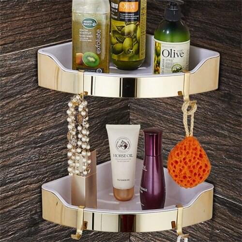 304 Stainless Steel Bathroom Corner Shelf Gold/Black/Chrome Shower Caddy Rack Wall Mounted Storage Holder Bath Hardware