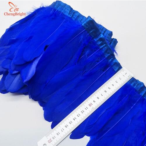 ChengBright Good Goose Feather Trims 10Yards Dyed Goose Feather Ribbon Fringes Goose Feather Cloth Belt 5-6inch/13-18cm DIY