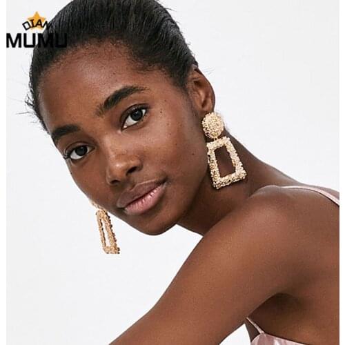 Vintage geometric earrings fashion jewelry ladies precious metal coarse alloy personality earrings 2021 party punk accessories