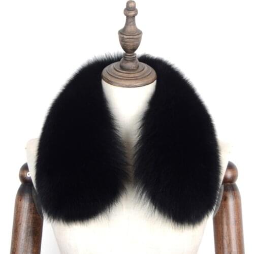 Jkp mens and womens fox collar 100% natural fox collar scarf winter neck warm jacket leather collar large cap trim
