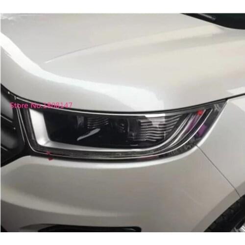 High Quality Car Styling Body Front Head Light Lamp Detector Frame Stick ABS Chrome Trim 2pcs/Set For Ford EDGE 2015 2016 2017