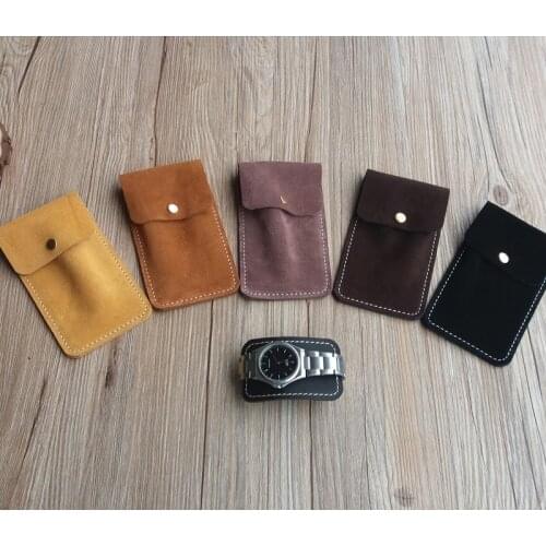 FASHIONS KZ Leather Watch Collection Bag Vintage Travel Single Watch Bag Portable Watch Storage Box Protective Bag Men And Women