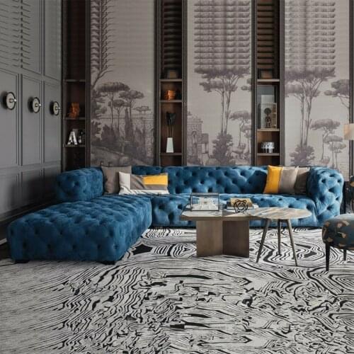 ChinaFurniture processing and production factory Modern light luxury velvet Stainless steel foot bracket multi-seat sofa