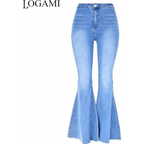 LOGAMI HIgh Waist Flare Jeans Woman Spring Summer Elasitc Skinny Denim Pants for Women Jeans 2020 New