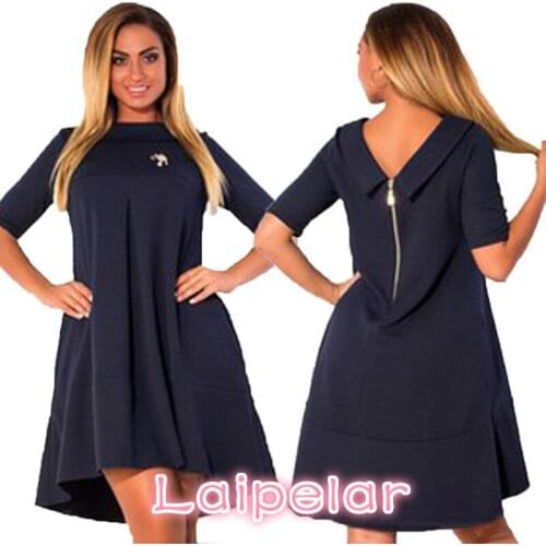 Half Sleeve Women Clothing Autumn Female Collar Short Mini Dresses Loose Evening Party Dress L-5XL Laipelar