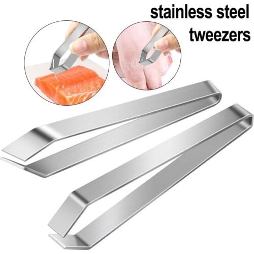 1Pcs Stainless Steel Fish Bone Tweezers Duck Hair Forceps Pluck Pig Hair Remover Pincer Puller Tongs Pick-Up Kitchen Tweezer