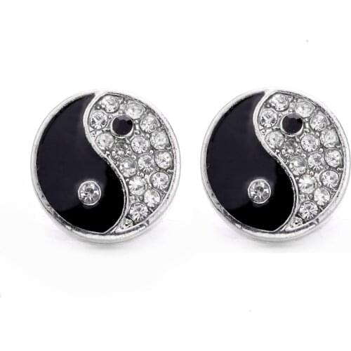 10pcs/lot New 12mm Snap Jewelry Interchangeable Accessory Vintage Ying Yang Snap Fit 12mm Button Snaps Bracelet Necklace