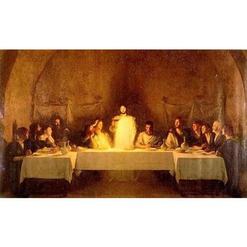 100% HAND PAINTED Stunning Oil painting Christ Jesus & Christians - The Last Supper canvas 24"x36"