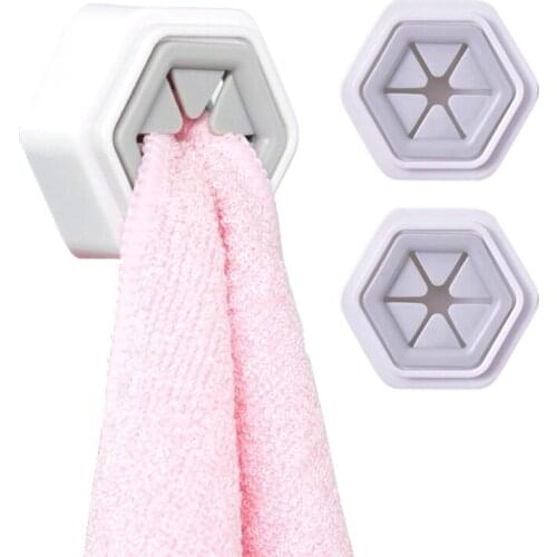 2pcs Towel Holder Kitchen Washing Cloth Holder Hook Wall Mount Bathroom Cleaning Cloth Storage Hook