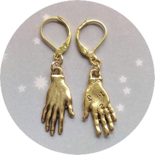 2021 New Palmistry Earrings Fortune Teller Palm Reader Hand Chiromancy In Gold Color Tone Mystery Jewelry Pendant Woman Gift