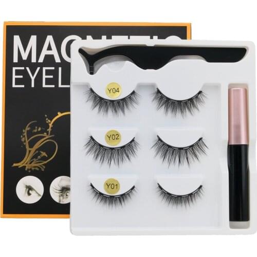 3 pairs of magnet eyelashes magnetic eyeliner + eyelash tool makeup eyelash set easy to wear, no damage, free shipping