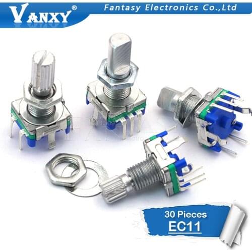 30PCS Half / Plum axis rotary encoder, handle length 15mm / 20mm code switch/EC11 / digital potentiometer with switch 5Pin