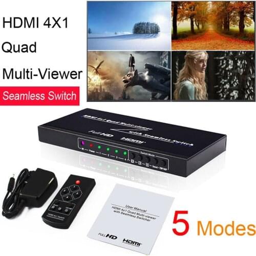4x1 HDMI Multi-viewer HDMI Quad Screen Segmentation 4 Picture Splitter Real Time Multiviewer Seamless Switch Laptop PC To HD TV