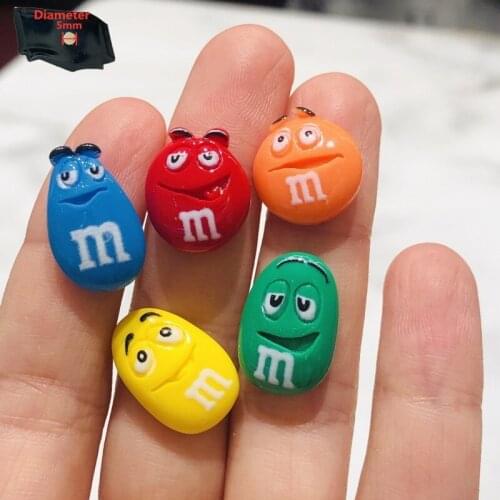 5PCS Resin Cute Cartoon Fridge Magnetic Sticker Kawaii Colourful Chocolate Beans Refrigerator Magnet Creative Home Decoration