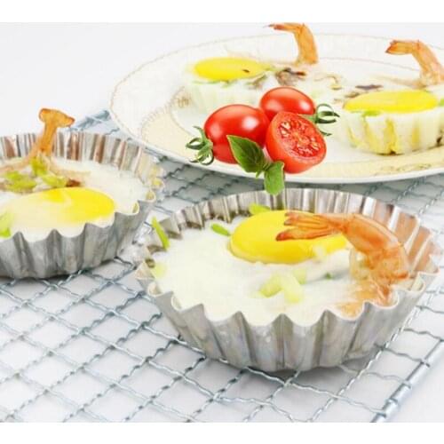 8PCS Stainless Steel Egg Tart Mold Professional Reusable Cake Mold Baking Mold Small Egg Tart Mold Cup Cake Mold Justdolife