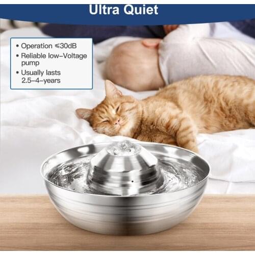 Cat Water Fountain Stainless Steel Automatic Pet Water Fountain with Intelligent Pump for Cat and Dog Fountain Pet Drinking