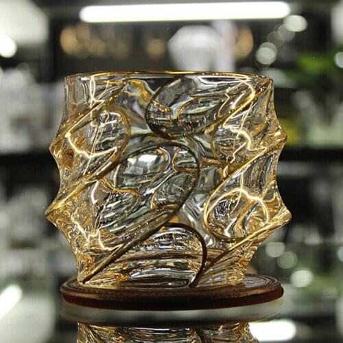 European style painted gold large crystal glass whisky glass cocktail glass beer household heat resistant tea cup wine set