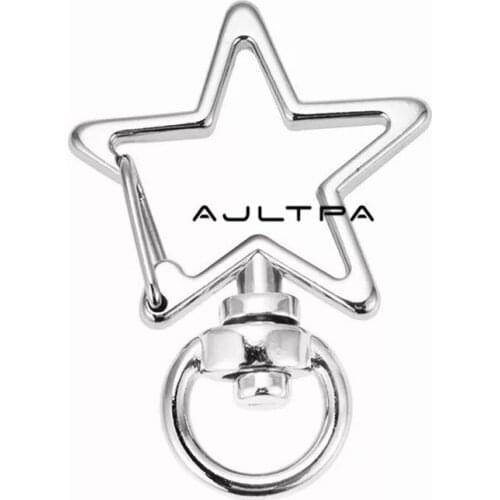 300pcs 34x24MM Metal Star Shaped Key Chain Zinc Alloy Keyring Car Lobster Clasp Keychain Friend Party Gift H4772