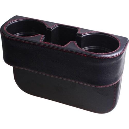 Black Beige Car Seat Slot Storage Box Car Cup Holder Extender PU Leather Case Mobile Phone Holder Storage Rack 1 PCS
