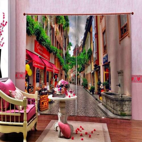 Decoration curtains house street 3D Curtain Luxury Blackout Window Curtain Living Room 3d curtains