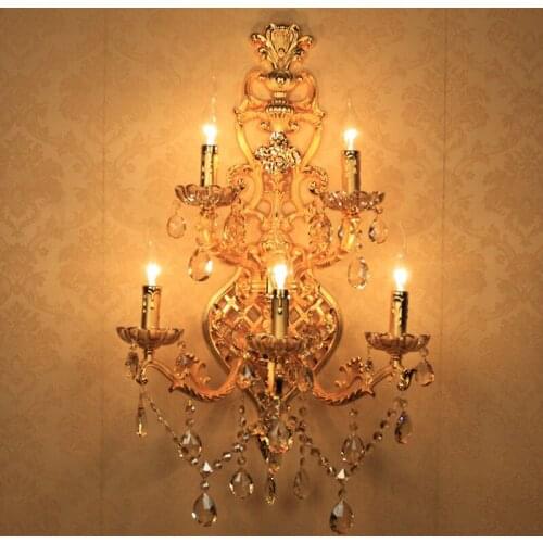 Foyer Large Led Wall Sconce Commercial Lighting Parlor Led Candle Light Fixtures 5 Pcs Gold Wall Lamp Living Room Abajur E14 LED