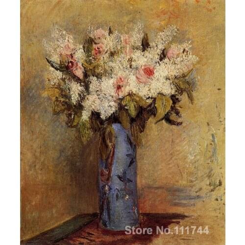 Impressionist flowers art Vase of Lilacs and Roses by Pierre Auguste Renoir paintings Hand painted High quality