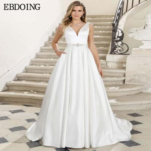 Amazing Wedding Dress A-line For Women V-neck Neckline Newest Bride Dress Vestidos de Novia Plus Size Wedding Gown
