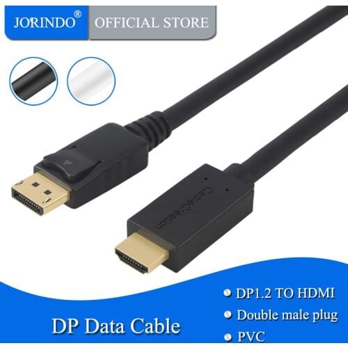 JORINDO Active DP to HDMI Cable(DP1.2), 6ft DisplayPort to HDMI,4K x 2K & 3D Audio/Video, Eyefinity Multi-Screen Support,1.8M