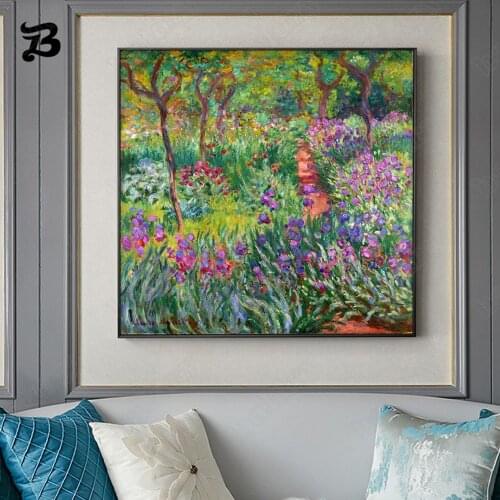 Oil Painting On Canvas Handmade Flowers and Trees Canvas Posters and Prints Wall Art Pictures Garden Path for Living Room Decor