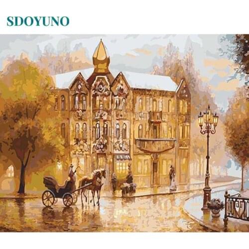 SDOYUNO 60x75cm Oil Painting By Numbers Kits Street Scenery DIY Pictures By Numbers On Canvas Frameless Hand Painting Home Decor