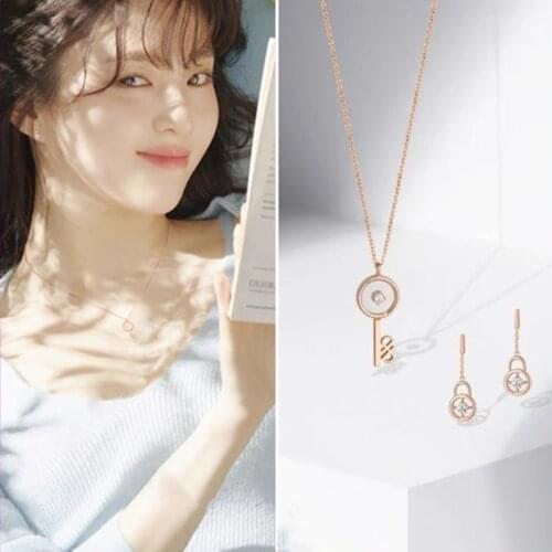 Key Han So Hee Nevertheless Songjiang necklace+earrings TV Drama Korean fashion chain jewelry Valentines Day Gift