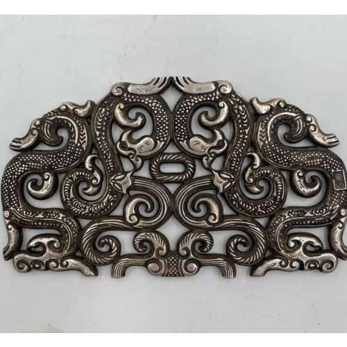 China White copper archaize Hollow out dragon crafts statue