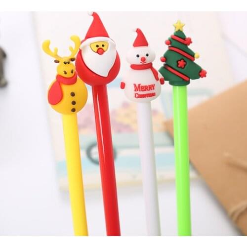 2pc Cartoon Elk Christmas Gel Pen Kawaii Learning Stationery Creative Writing Black Signature Exam Marker Office School Supplies