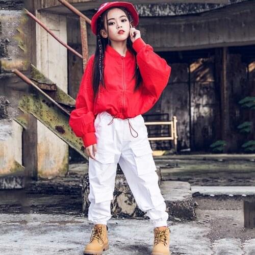 Girls Jazz Dance Costume ChildrenS Hip-Hop Performance Outfit Loose Sport Wear Hiphop Street Wear Tide 120-170cm Height DWY2637