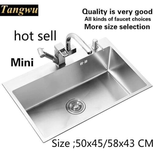 Free shipping Apartment standard kitchen manual sink single trough 304 stainless steel hot sell 50x45/58x43 CM